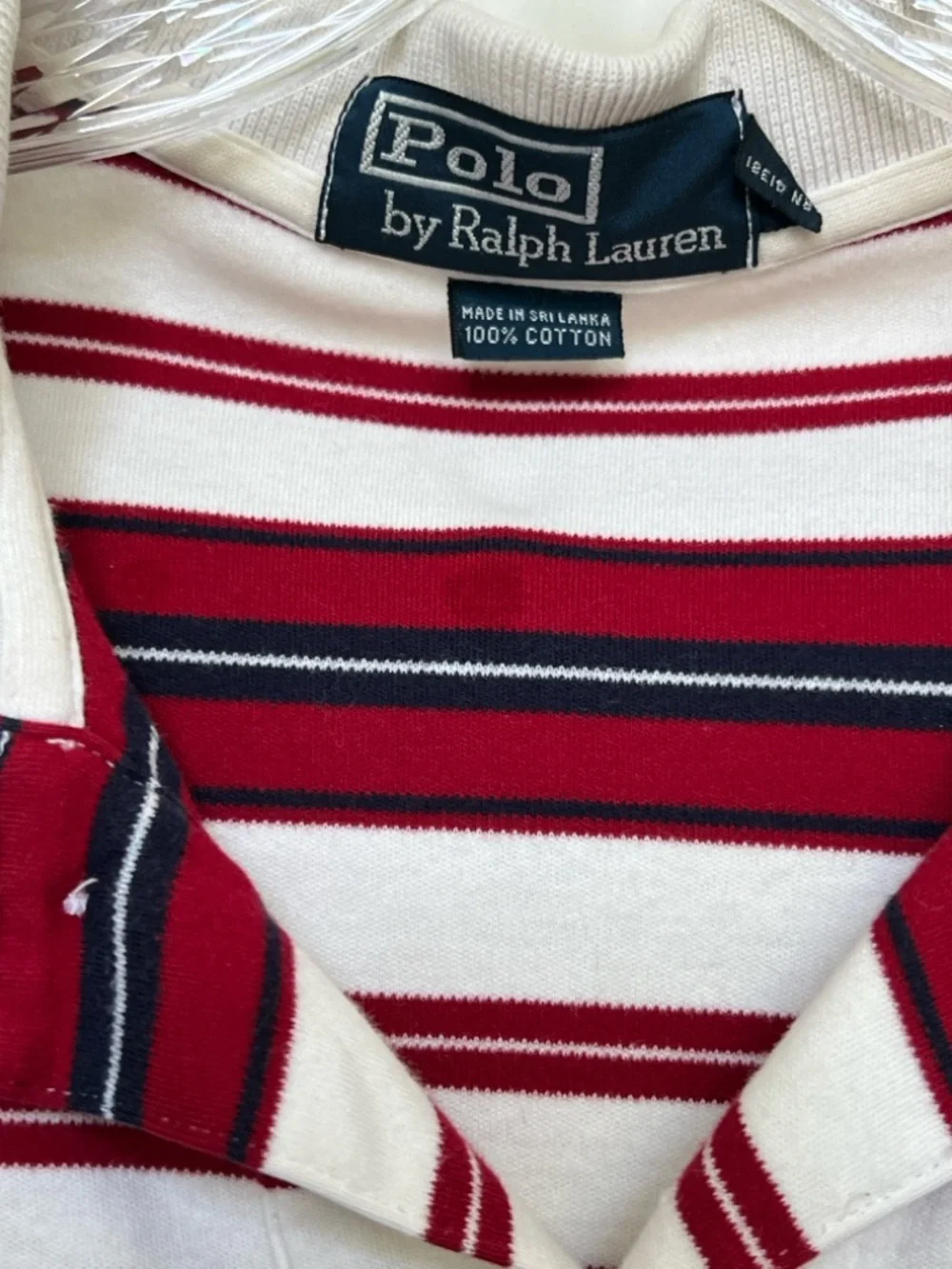 Polo by Ralph Lauren Men’s Red, Blue & White Striped Polo Shirt